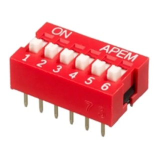 APEM Recessed Rotary Coded DIP Switch , SPST Through-Hole, 10N Operation Force, 2mm Stroke, 25mA 24Vdc Switching NDSR-06-V