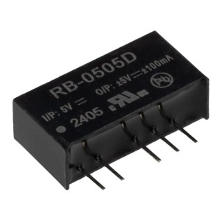 Recom 1W Through Hole DC/DC Converter 5V DC Output, -5V DC Output, 100mA Current, 4.5V to 5V DC Input RB-0505D