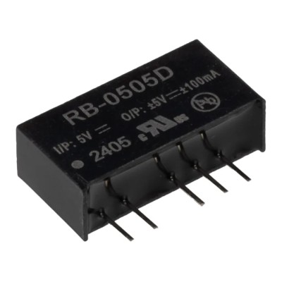 Recom 1W Through Hole DC/DC Converter 5V DC Output, -5V DC Output, 100mA Current, 4.5V to 5V DC Input RB-0505D