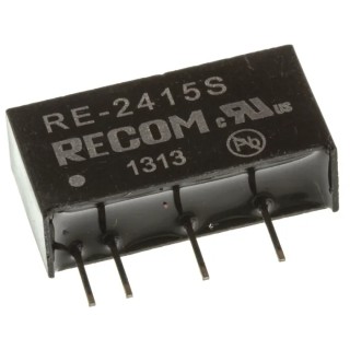 Recom DC/DC Converter 15V DC Output 66mA, 24V DC Input Through Hole Package RE-2415S