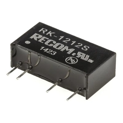 Recom 1W SIP Single Output Unregulated Isolated DC/DC Converter 12V DC Output, 84mA Output Current, 12V DC Max Input RK-1212S