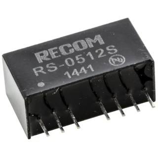 Recom 2W SIP Single Output Regulated Isolated DC-DC Converter, 12V dc Output, 166mA, 9V dc / 4.5V Input, Through RS-0512S