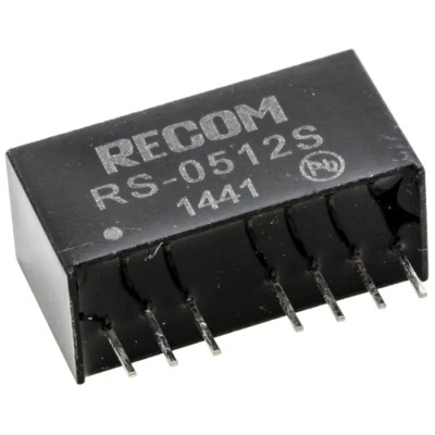 Recom 2W SIP Single Output Regulated Isolated DC-DC Converter, 12V dc Output, 166mA, 9V dc / 4.5V Input, Through RS-0512S