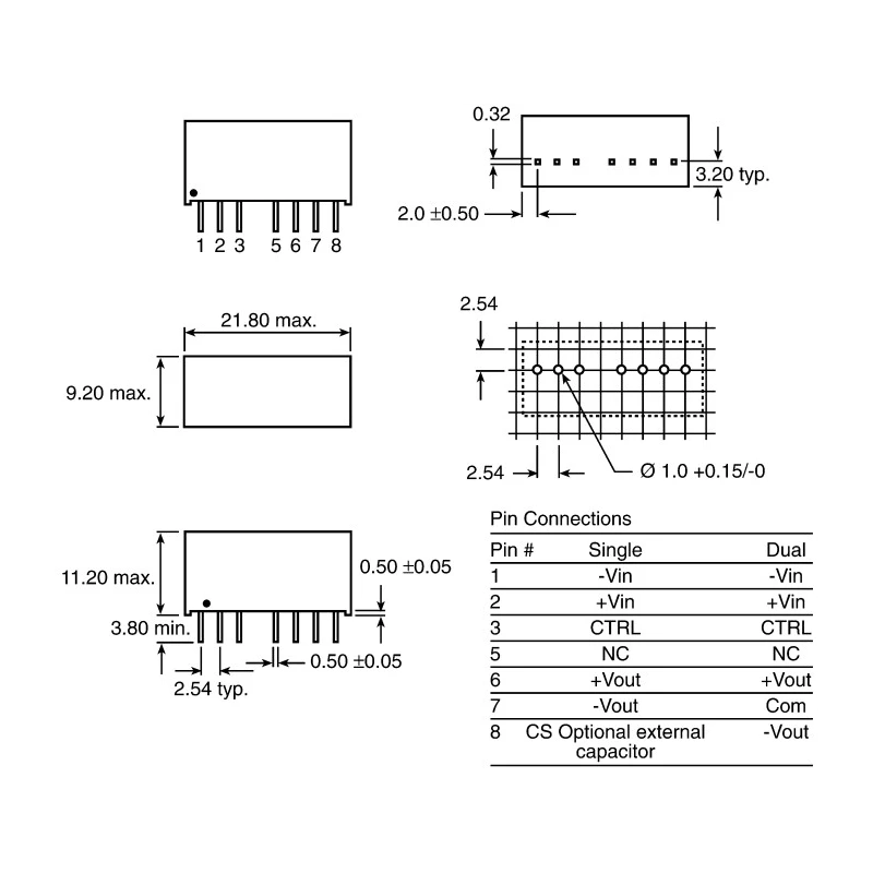 Recom 2W SIP Single Output Regulated Isolated DC-DC Converter, 12V dc Output, 166mA, 9V dc / 4.5V Input, Through RS-0512S