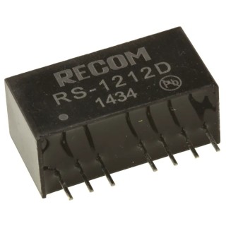 Recom RS 2W SIP Single/Dual Output Regulated Isolated DC/DC Converter 12V DC Output 83 mA Input 9-18V DC Through RS-1212D