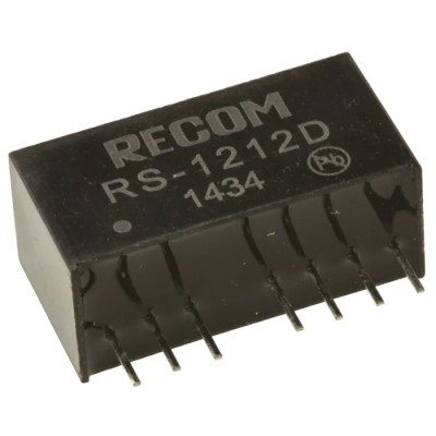 Recom RS 2W SIP Single/Dual Output Regulated Isolated DC/DC Converter 12V DC Output 83 mA Input 9-18V DC Through RS-1212D