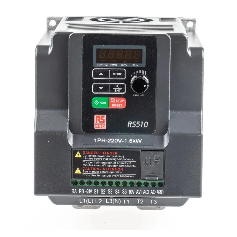 RS PRO 1.5 kW Single Phase Inverter Drive, 200-240 V ac, 7.5 A, DIN Rail Mount, RS510 Series