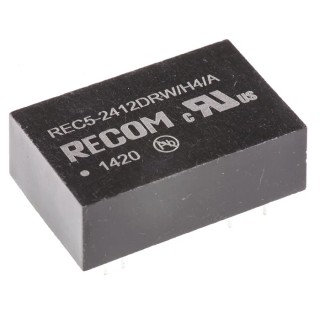Recom DC/DC Converter, 12V DC output, 210 mA, 36V DC max input, 18V min input, 5W power, Through Hole Mount, 75°C max REC5