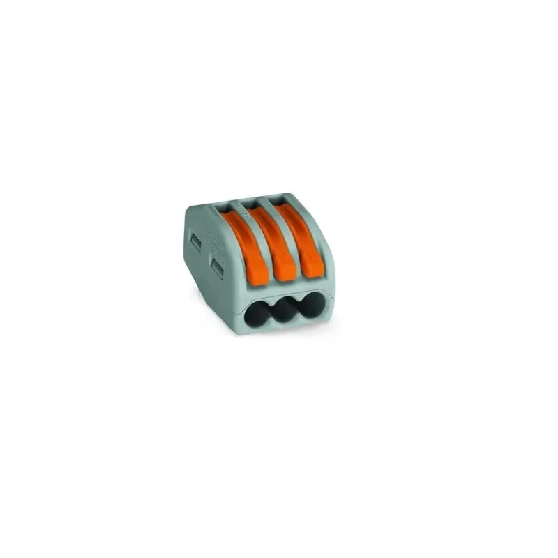 WAGO 222 Series Lever Connector 3-Way 12AWG, 28 AWG Wire, 32A Cage Clamp 222-413