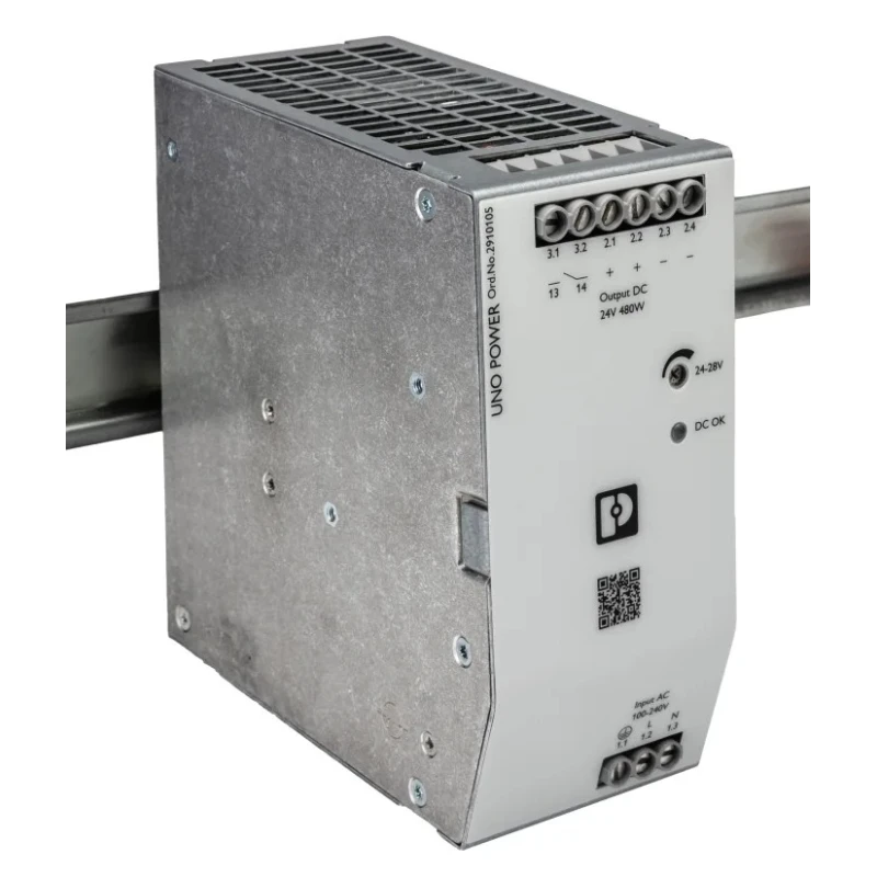 Phoenix Contact UNO POWER DIN Rail Switch Mode Power Supply 240V AC Input 24V DC Output 20A 480W 2910105