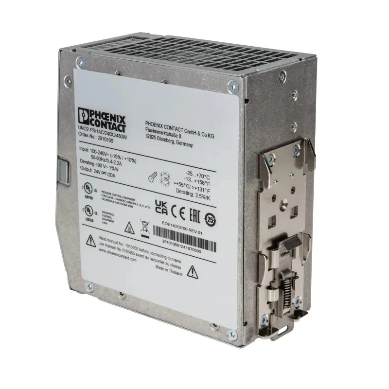 Phoenix Contact UNO POWER DIN Rail Switch Mode Power Supply 240V AC Input 24V DC Output 20A 480W 2910105