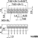 Yoshida Electric Industry HPB Series 2-Contact PCB Terminal Block, 7.62 mm Pitch, 1 Row, 250V, 10A, Polybutylene HPB7C01R-2E
