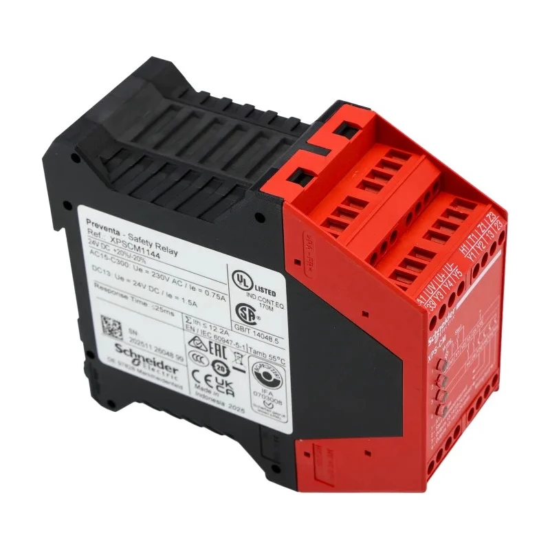 Schneider Electric 24V DC Safety Relay with 2 Safety Contacts and 4 Auxiliary Contacts XPSCM1144