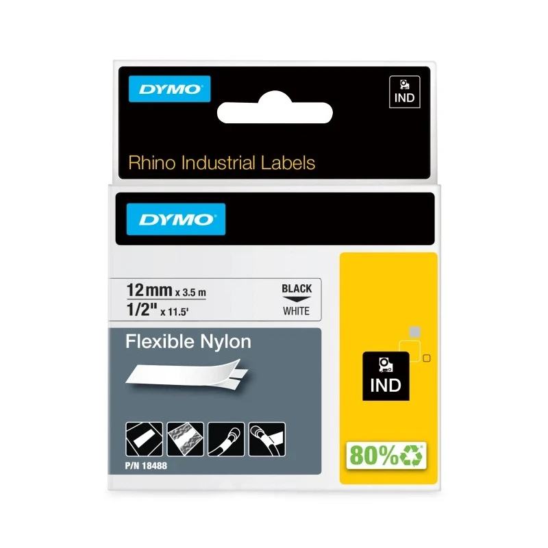 Dymo Black on White Label Printer Tape 12 mm Width, 3.5 m Length SD18488