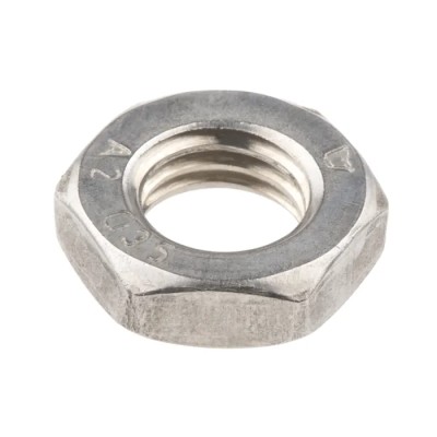 RS PRO Plain Stainless Steel Hex Nut M12 Half Height, 6mm Overall Height, DIN 439B 122-4406