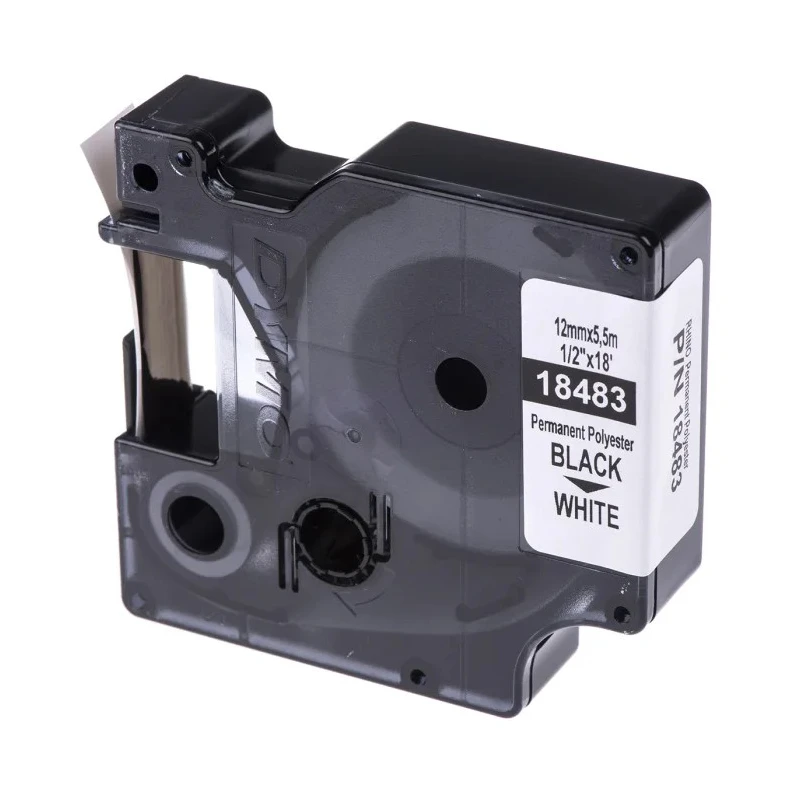 Dymo Black on White Label Printer Tape 12 mm Width 5.5 m Length Industrial Strength Adhesive 18483