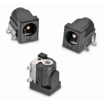 Wurth Elektronik WR-DC Right Angle DC Power Socket 5A 24V PCB Mount Length 9mm Gold Tin 694106106102