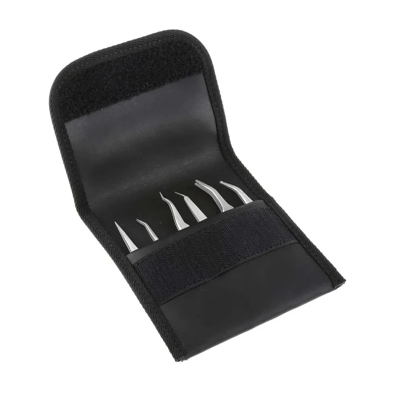 Bernstein Stainless Steel ESD Safe Tweezer Set, 6 Pieces Precision Surface Mount, Anti-Magnetic, Anti-Acid 5-050