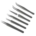 Bernstein Stainless Steel ESD Safe Tweezer Set, 6 Pieces Precision Surface Mount, Anti-Magnetic, Anti-Acid 5-050