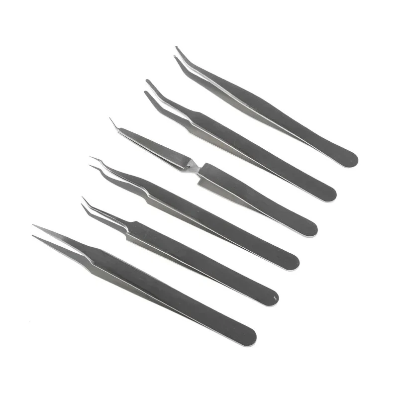 Bernstein Stainless Steel ESD Safe Tweezer Set, 6 Pieces Precision Surface Mount, Anti-Magnetic, Anti-Acid 5-050