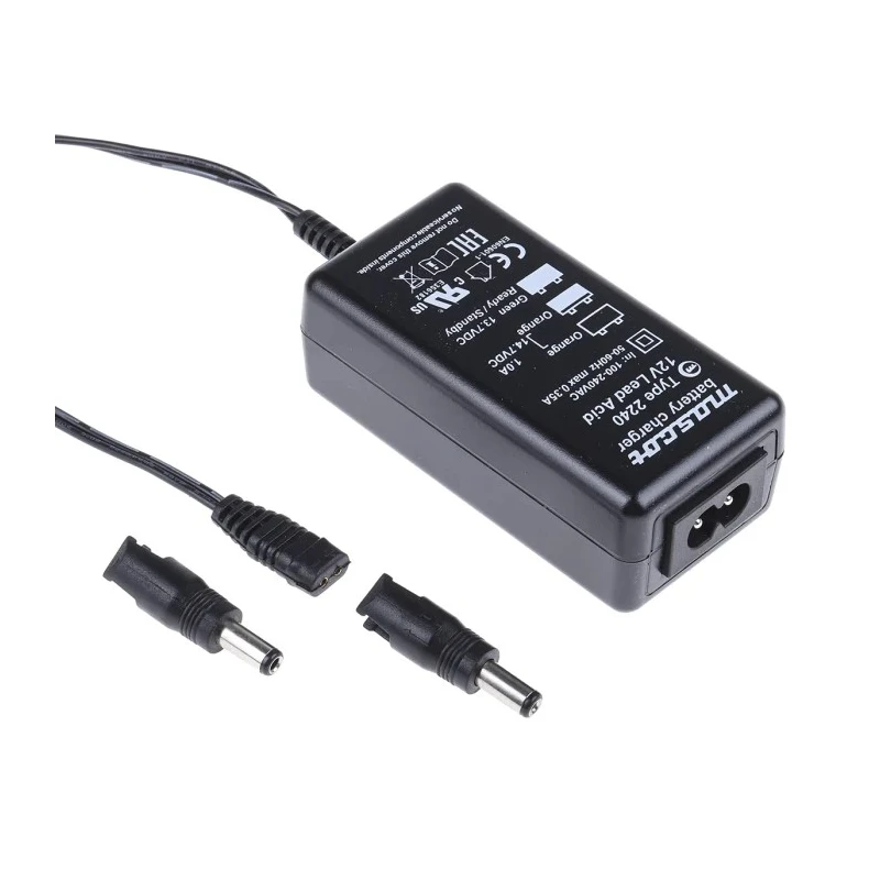 Mascot Battery Charger for 12V Lead Acid Battery, 1.3A Charge Current, Switch Mode Power Supply, 2-Pin (IEC) Plug 2240000060