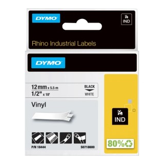 Dymo Black on White Label Printer Tape 12 mm Width 5.5 m Length Industrial Tape 18444