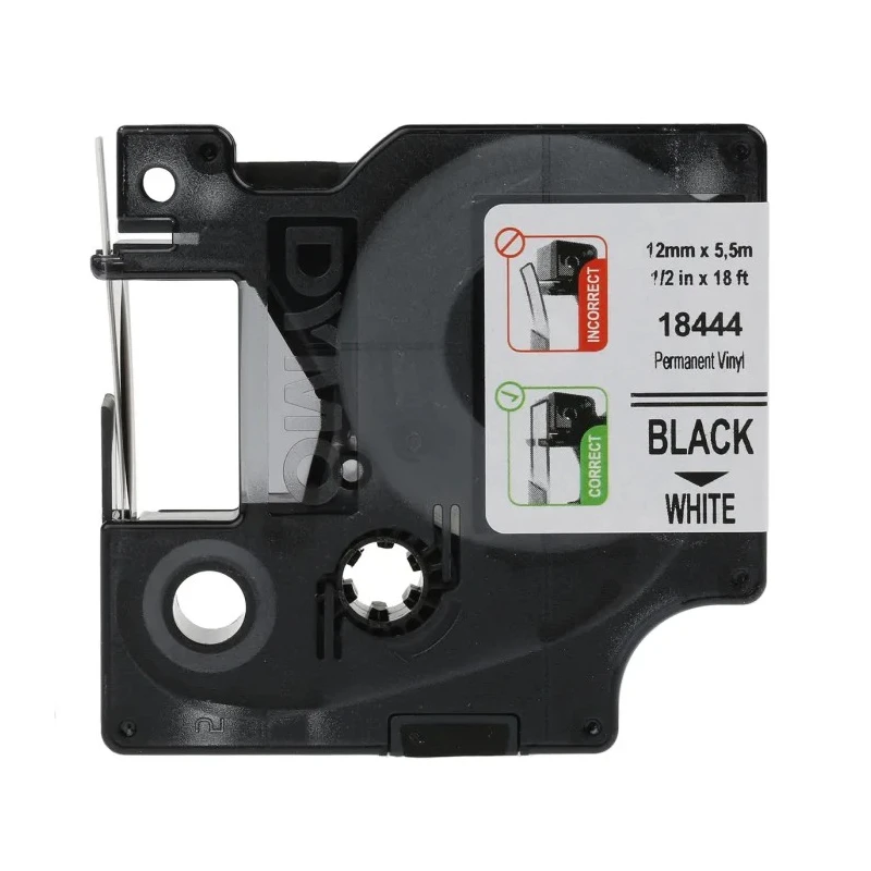 Dymo Black on White Label Printer Tape 12 mm Width 5.5 m Length Industrial Tape 18444