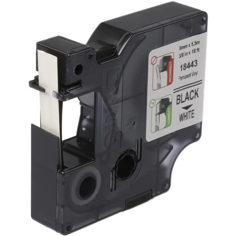 Dymo Black on White Label Printer Tape 9 mm Width, 5.5 m Length 18443