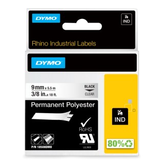 Dymo Black on Clear Label Printer Tape 9mm Width 5.5m Length 18508DMO