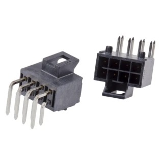 Molex Nano-Fit Series Right Angle Through Hole PCB Header 8 Contact 2.5 mm Pitch 2 Row Shrouded 105314-1208