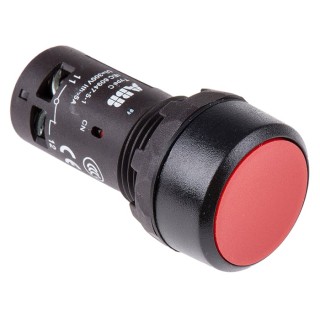 ABB Compact Series Push Button Switch Momentary Panel Mount 22 mm Cutout SPST IP69K 240 V 1SFA619100R1041 CP1-10R-01