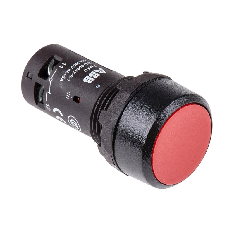 ABB Compact Series Push Button Switch Momentary Panel Mount 22 mm Cutout SPST IP69K 240 V 1SFA619100R1041 CP1-10R-01