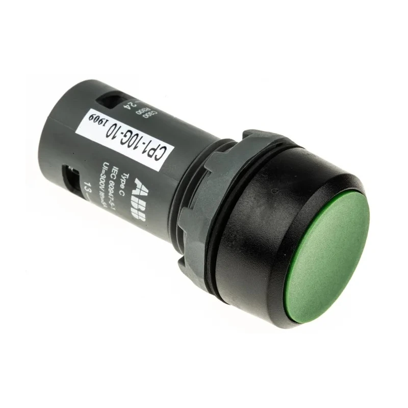 ABB Compact Series Push Button Switch Momentary Panel Mount 22 mm Cutout SPST IP69K 250V 240V 1SFA619100R1012 CP1-10G-10