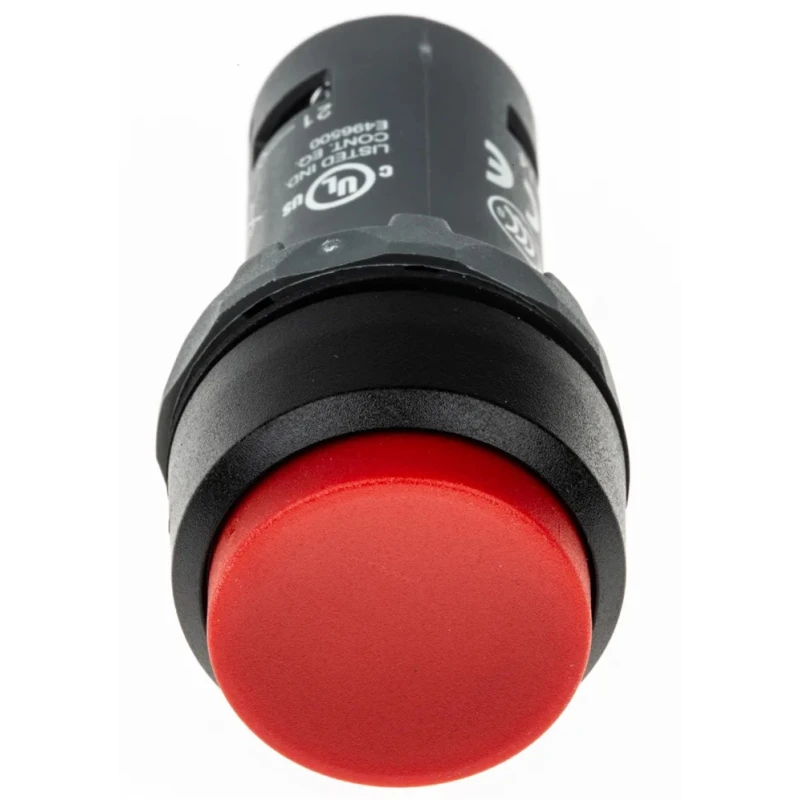 ABB Compact Series Push Button Switch, Momentary, Panel Mount, Red Round Actuator, 22 mm Cutout 1SFA619102R1071 CP3-10R-11