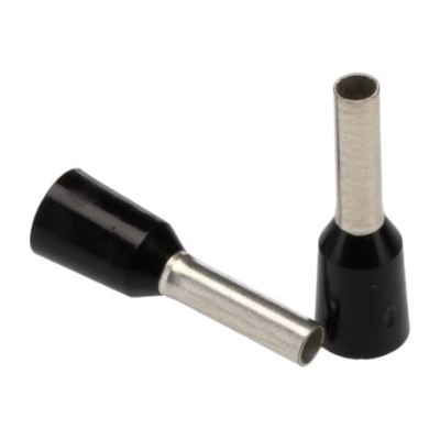 JST Insulated Crimp Bootlace Ferrule 8 mm Pin Length 1.7 mm Pin Diameter Black to 16 AWG Wire Size FTR1.5-8