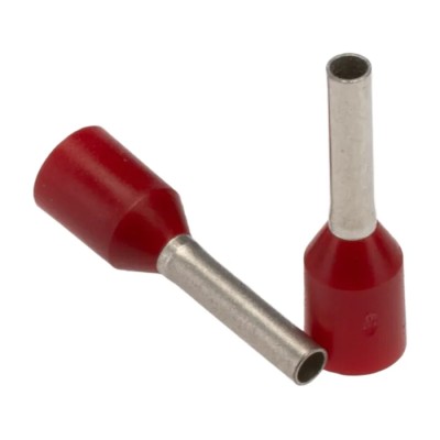 JST Insulated Crimp Bootlace Ferrule 1.4 mm Pin Diameter, 8 mm Pin Length, Red, 18 AWG FTR1-8