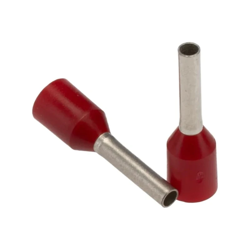 JST Insulated Crimp Bootlace Ferrule 1.4 mm Pin Diameter, 8 mm Pin Length, Red, 18 AWG FTR1-8
