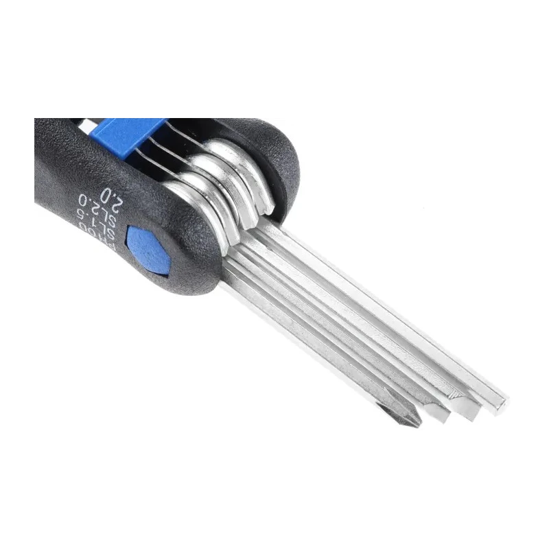 Wiha 8 Piece Folding Metric Hex Key Set, Hex Size 0.7 to 2 mm, Chrome Vanadium Steel 27936