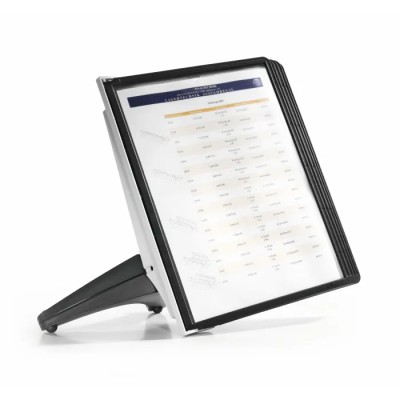 Durable Black Polypropylene A4 Document Stand Holder 5 Pockets 10 Sheet Capacity 380mm Height 230mm Width 400mm Depth 5540-01