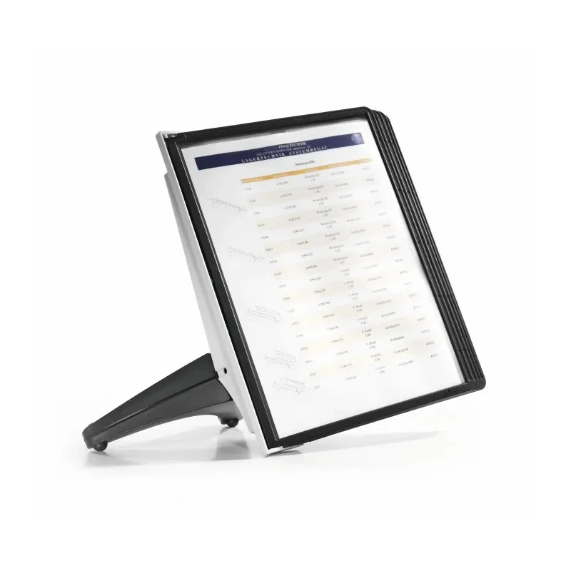 Durable Black Polypropylene A4 Document Stand Holder 5 Pockets 10 Sheet Capacity 380mm Height 230mm Width 400mm Depth 5540-01
