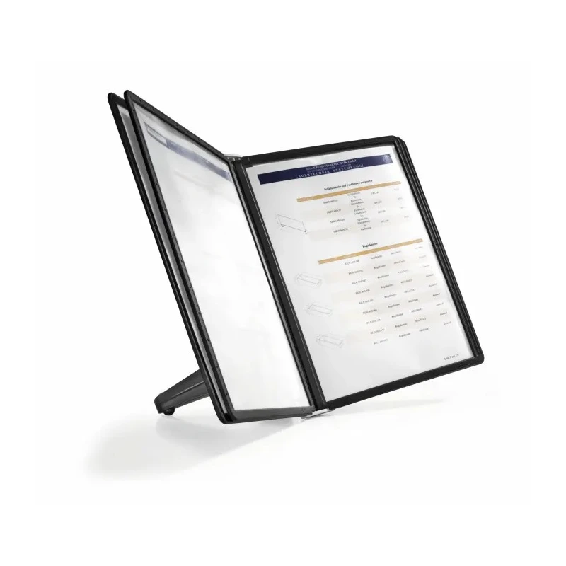 Durable Black Polypropylene A4 Document Stand Holder 5 Pockets 10 Sheet Capacity 380mm Height 230mm Width 400mm Depth 5540-01