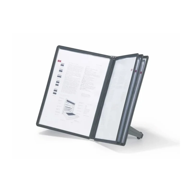 Durable Black Polypropylene A4 Document Stand Holder 5 Pockets 10 Sheet Capacity 380mm Height 230mm Width 400mm Depth 5540-01