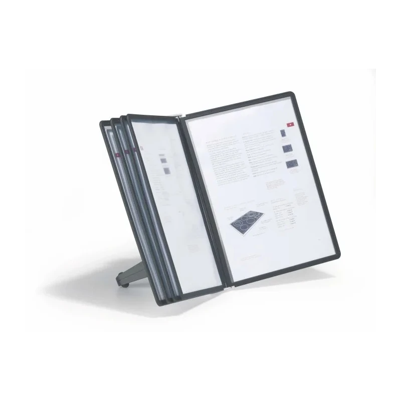 Durable Black Polypropylene A4 Document Stand Holder 5 Pockets 10 Sheet Capacity 380mm Height 230mm Width 400mm Depth 5540-01