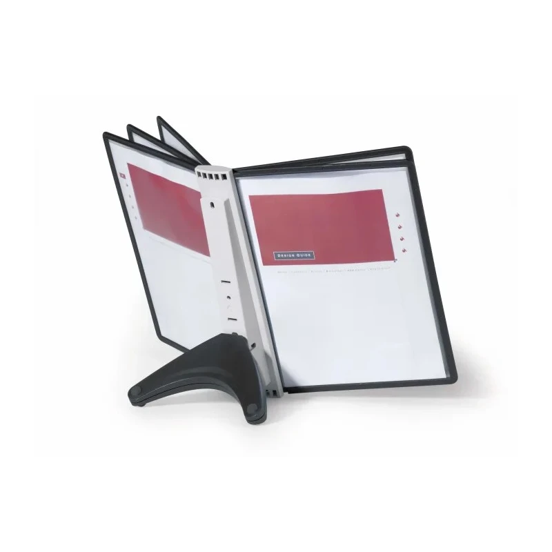 Durable Black Polypropylene A4 Document Stand Holder 5 Pockets 10 Sheet Capacity 380mm Height 230mm Width 400mm Depth 5540-01