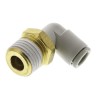 SMC Brass Pneumatic Fitting Male Elbow, Threaded R 1/8 in to 6mm Push-in, Electroless Nickel Plated, 60°C, 1MPa, KQ2L06-01AP