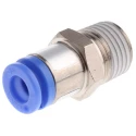 SMC Pneumatic Fitting 8mm Push-in, Male, 1/8 in Threaded-to-Tube Connection, Brass, Max 60°C, 1 Mpa KQ2H08-01NS