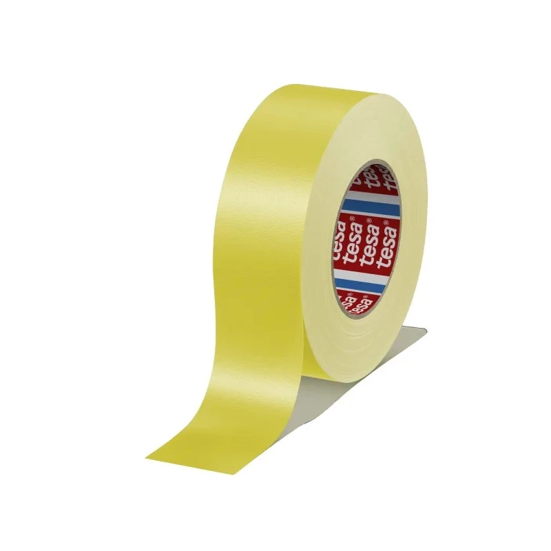Tesa Yellow Polyethylene Cloth Tape, 50 mm Width x 50 m Length, Natural Rubber Adhesive, Breakdown Voltage 04688-00020-00