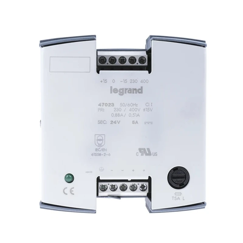 Legrand DIN Rail Linear Power Supply 400V AC Input 24V DC, 5A Output, 120W 0 470 23