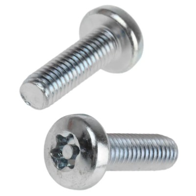 RS PRO Tamper Proof Security Screw, Bright Zinc Steel, Pan Head, Pin Hex Recess, Thread Size M6 x Length 20 mm 482-8391