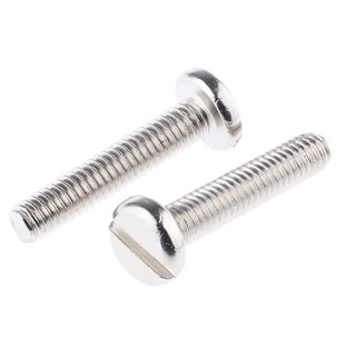 RS PRO Slot Pan Brass Machine Screw 20 mm M4 Nickel Plated DIN 85 482-8672